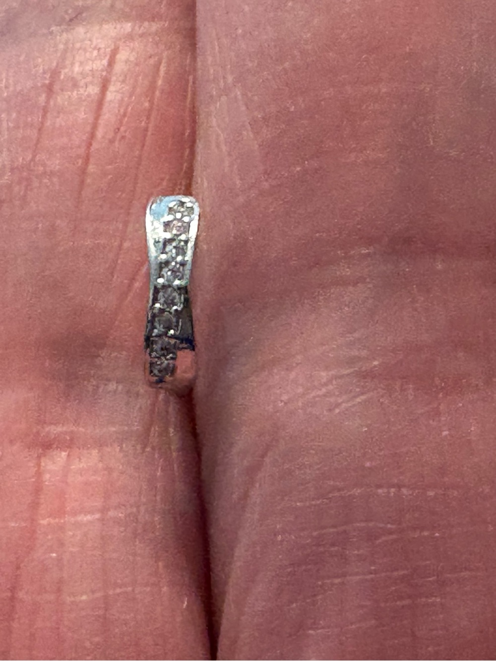 Nose Ring- 20 G Cubic Zirconia Cuff/Clip Nose Ring. Silver Tone Stainless Steel